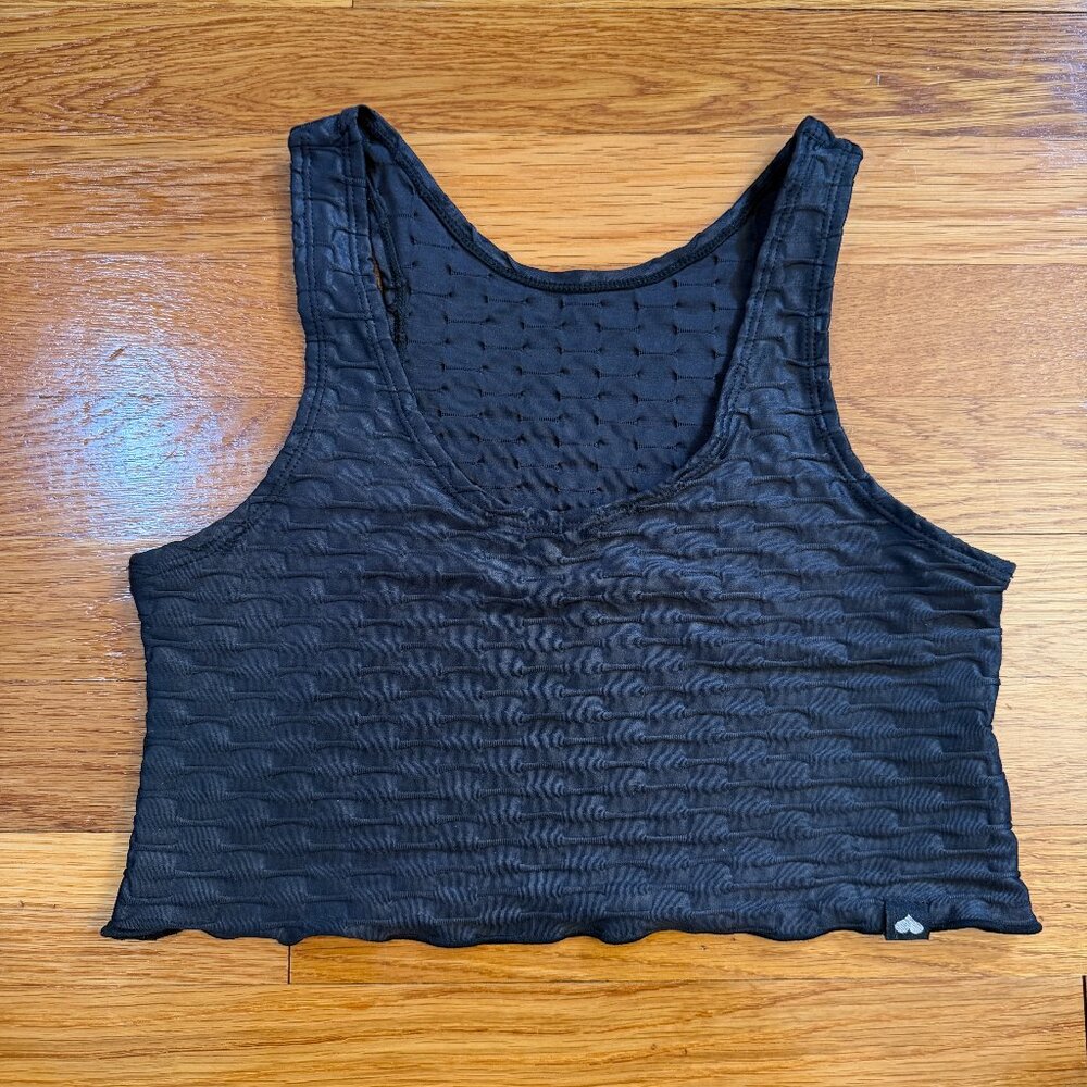 Booty By Brabants Croco Skin Seamless Stretchy Crop Top in Black - One Size - Picture 1 of 6